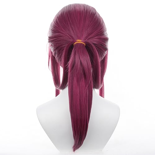 Image of Anime Purple Red Wigs Long Straight Wig with Bangs and Ponytail Adult COS Game Cosplay Wigs Halloween,Christmas,Comic con,Game Show,Party