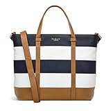 RADLEY London Farringdon Stripe Women's Medium Leather Ziptop Satchel Bag, Caramel