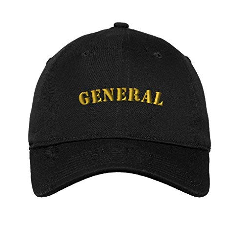 Speedy Pros General Spanish General Army Embroidered Unisex Adult Flat Solid Buckle Cotton Unstructured Hat Low Profile Cap - Black, One Size