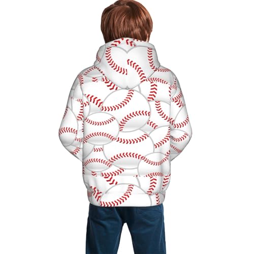 Baseballs Kid Hoodies Boys Sweatshirts Girls Pullover with Pocket4