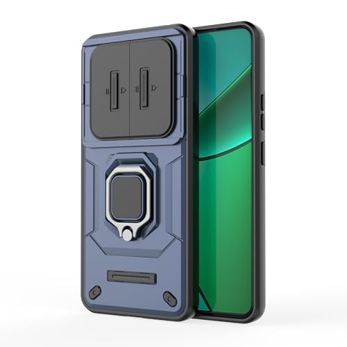 Image of Thermoplastic Polyurethane Camshield Pro Case With Slide Camera Protection And Ring Stand Bumper Back Case Cover For Realme 12 Plus 5G /Narzo 70 /Narzo 70 Pro (Blue)