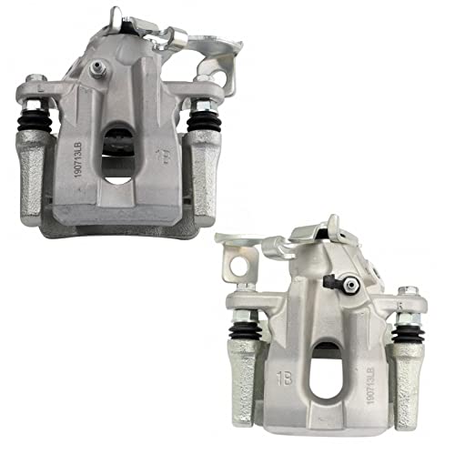 Image of TRQ Rear Driver and Passenger Side Brake Caliper Set Caliper Brackets Hardware Compatible with 08-15 Scion xB