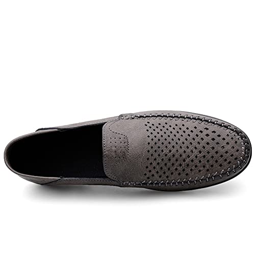 Mens Loafers Shoe Moccasins Shoes Lightweight Breathable PU Leather Comfortable Anti-Slip Flexible Casual Fashion Slip On(Grey,10 M US)4