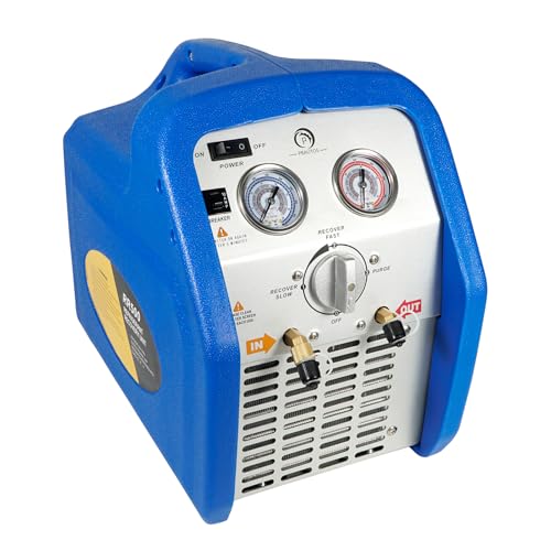 P PBAUTOS 1HP Dual Cylinder Refrigerant Recovery Machine, 110V-120V 60Hz Portable Oil-less Freon Recycling Unit for Both Liquid and Vapor Refrigerant, for Automotive A/C System, Household HVAC System