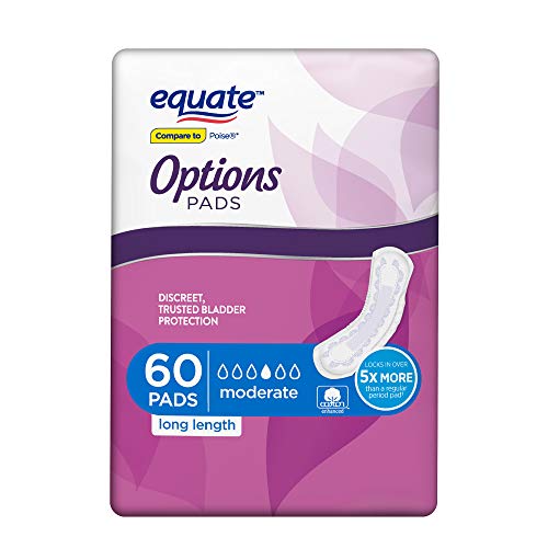 PACK OF 4 - Equate Options Incontinence Pads for Women, Maximum, Long Length, 39 Ct