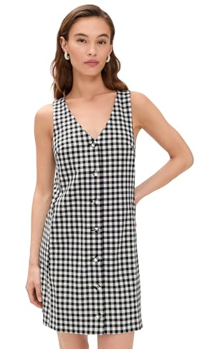 Madewell Women's V-Neck Mini Vest Dress in Gingham, Black and White  Gingham, 2 at Amazon Women's Clothing store