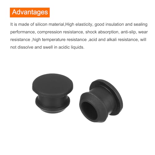Image of MECCANIXITY Silicone Snap in Locking Hole Plugs,Rubber Panel Seal Cover Flush Type Panel Round for Kitchen Rubber Bulkheads Waterproof Sealing Plugs 10mm /0.39 Inch Diameter Black,Pack of 50