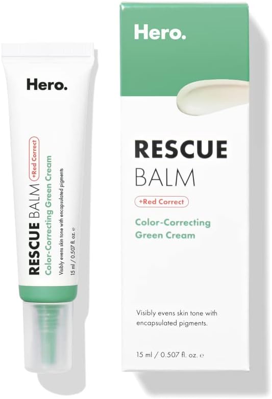 Rescue Balm +Red Correct Post-Blemish Recovery Cream from Hero Cosmetics - Intensive Nourishing and Calming for Dry, Red-Looking Skin After a Blemish - Dermatologist Tested and Vegan-Friendly (0.507 fl. oz)