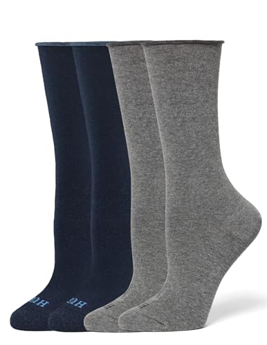 Image of HUE Women's Jeans Roll Cuff Crew Sock, Crew Socks for Women