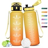Mulbijeo Borraccia Acqua 1.5L, Borraccia Motivazionale con Cannuccia, A Prova di Perdita, Bottiglia Acqua per Scuola, Palestra, Campeggio, Ciclismo, Yoga
