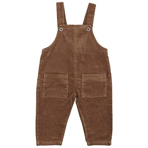 Camilife Baby Toddler Kids Boys Girls Corduroy Dungarees Overall Corduroy Trousers with Braces for Baby Toddler Children 1-4 Years Old Vintage Retro,Light Brown Size 80/86/92/98/104/110,Brown,5 Years Cover