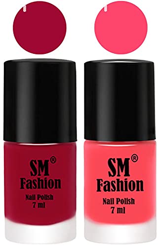 Image of Long Lasting Nail Polish | Nail Paint Combo 7 ml Each) - Set of 2 Pure Wine-Pink