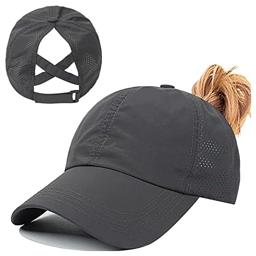 Ropa y accesorios deportivos 72 Gorra de Béisbol Mujer Cola de Caballo,Ponycap de High Messy Bun,Verano Transpirable Gorra Secado rápido del Deporte,Ajustable Buckle,Malla Transpirable Casuales (Gris Oscuro)