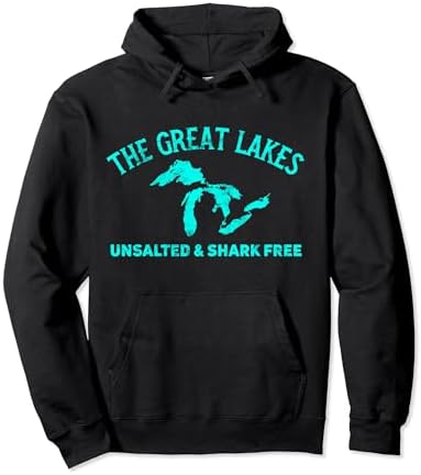 The Great Lakes Unsalted & Shark Free Michigan Gift Vintage Pullover Hoodie