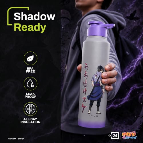 Image of Water Bottle 950ml Stainless Steel Sports /Fridge Bottle with Sipper Cap | 1-Year Warranty | Single Wall| For Home, Office, Gym, Travelling | Lightweight | Naruto Ninja | Light Grey