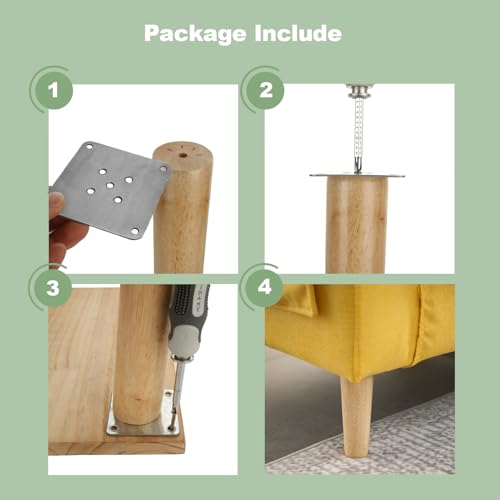 VIDETOL 4 Pcs 40cm Wooden Furniture Legs, Nature Solid Wood Sofa Legs - Image 4
