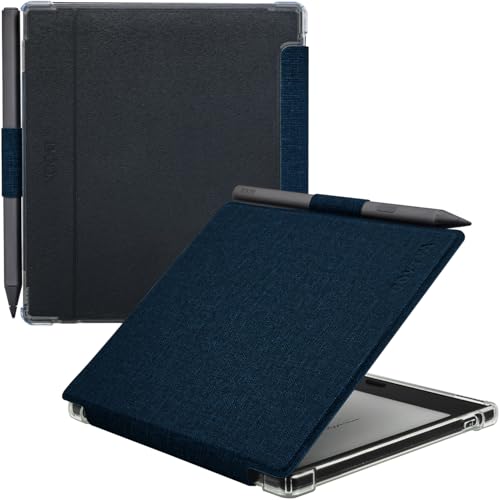 GOVTVA Pen Holder Case for Onyx Boox Go Color 7 (Gen 1/2, 2024/2025) / Boox Go 7 Ultra-Thin Enhanced Auto Sleep/Wake Cover with Transparent TPU Back & Magnetic Closure (Cloth Bark Blue) by GOVTVA - Used condition - US$14.39