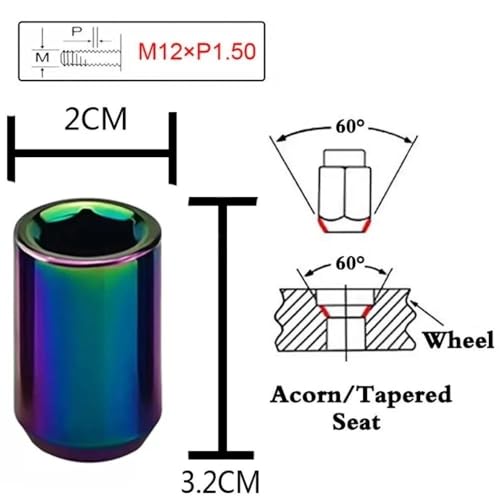 Tornillo M12x1.5 para cubo con espárrago de rueda extendido compatible con tuercas de 32 mm 3