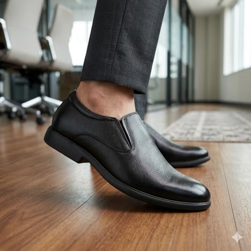Image of Leatherful Light Weight Genuine Leather Moccasin Shoes IBMC010BL1 | Full Grain Leather | Office | Party | Smart Casual