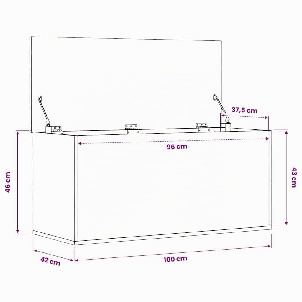 vidaXL Caja de almacenaje Madera ingeniería Roble Sonoma 100x42x46 cm, Caja de Almacenamiento, Caja para Mantas, baúl de almacenaje