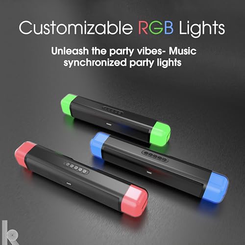Image of Glow Up+ Wireless Bluetooth Soundbar Speaker 20W RMS | RGB Party Light Wireless Speaker | Bluetooth 5.3 | 2000mAh Battery | USB, AUX, FM Radio & Micro SD | Home, Laptop, PC & TV Soundbar