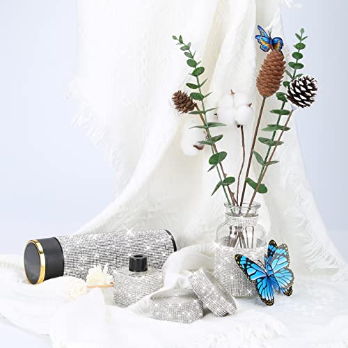 3 Rolls 6.6 Yards Self-Adhesive Crystal Rhinestone Diamond Ribbon - Diy Diamond Ribbon Stickers With 2 Mm Rhinestones For Arts Crafts,Bling Silver Ribbon Rolls For Phone,Car Decoration(Silver) #TOP1