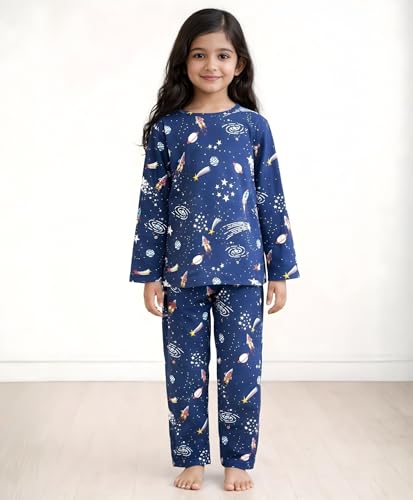 Image of Anthrilo Pure Cotton Printed Pyjama Set for Girls | Sleepwear | Night Suit, Night Wear | Long Sleeves T-Shirt & Pyjama | Regular Wear | 0-14 Years