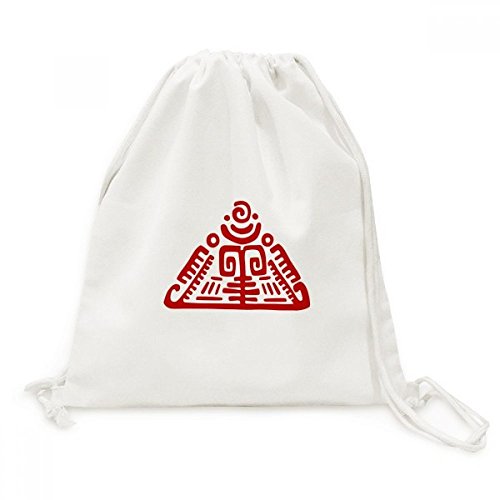 Toile Drawstring Backpack Voyage sac léger anti-encombrement à motif mexicain