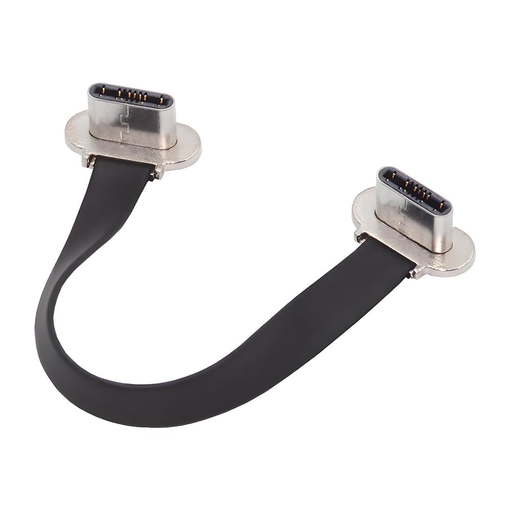 xiwai Kurzes USB 2.0-Datenkabel, 2,76 Zoll, ultradünn, flach, USB-C Typ C auf USB-C, Stromanschluss mit zwei Winkeln, 65 W, Schnellladung für Laptop, Tablet, Telefon, 7 cm, silberner Stecker