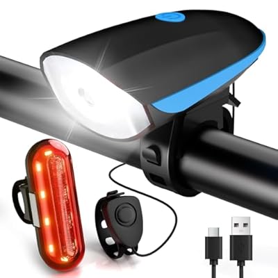 Gobikey Luces Bicicleta Delantera Y Trasera Luz Bicicleta Recargable USB Super Brillante Luz Bicicleta Delantera con Zumbador Impermeable IP65 3+5 Modos para Ciclismo de Montaña y Carretera
