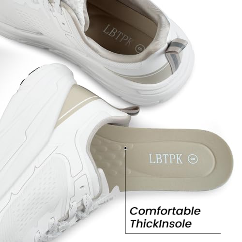 Image of Men's Slip on Walking Sneakers - Lightweight Running Shoes - Cushioned Comfort for Gym, Training, Tennis, Workout - Athletic Fashion - Black /Beige Size 6.5-13