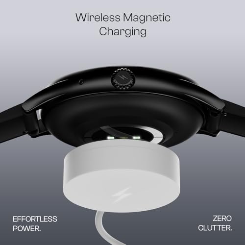 Image of Fire-Boltt Phoenix Air Smart Watch 1.26 inch Round Display, Rotating Button, Wireless Charging, Ultra Lightweight Metal Body, Bluetooth Calling, Smartwatch with Silicone & Mesh Steel Straps Carbon Black