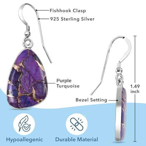 Turquoise 925 Sterling Silver Earrings for Women Drop Dangle Boho Earrings Western Jewelry for Women Birthday Christmas Gifts - Image 3