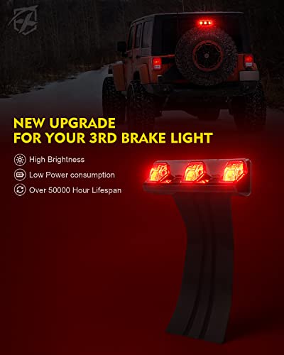 Image of Upgrade High LED 3rd Brake Light Compatible with 07-18 Jeep Wrangler JK JKU | Unique Eagle Claw Design, Brighter, IP68 Waterproof, PC Material, ABS Plastic, Plug N Play