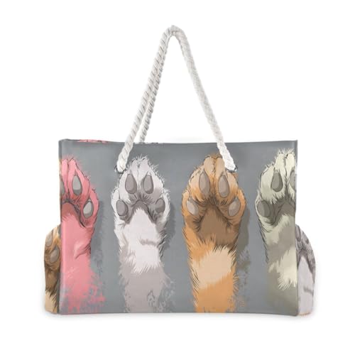 susiyo Cute Cat Paws Beach Bags for Women Large Travel Tote Bag Waterproof Sandproof Lightweight Swim Pool Bag for Family Outdoor2