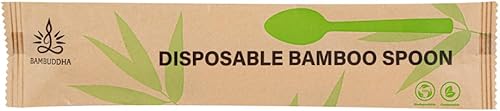 Miniatura 13 de Restaurantware Bambuddha - Cucharas de madera de 7 pulgadas, 100 cucharas desechables de bambú, con acabado liso y duradero, cubiertos sostenibles