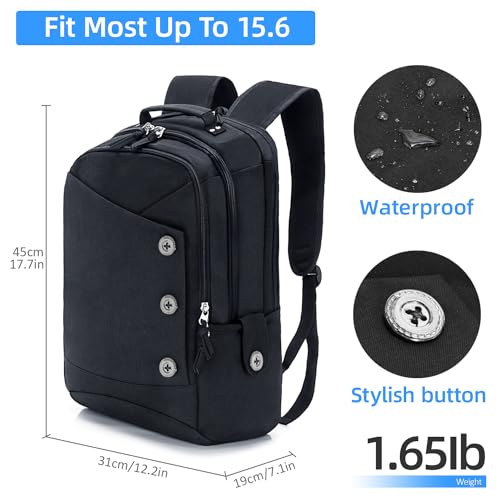 Laptop Backpack Daypack Computer Bag for Women College Student with USB Charging Portc 15.6 Inch Black2