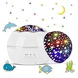 [page_title]-Tyhbelle LED Projektor Lampe,Sternenhimmel Baby Nachtlicht 2 in 1 Ozean Projektor & Sterne Nachttischlampe 360° Grad Rotation Projektionslampe 8-Farbwechsel Perfekt für Kinder Schlafzimmer (Weiss)