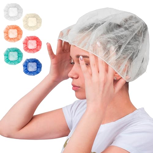 1000 Pack White Bouffant Caps 24” 10g Hair Caps with Elastic Stretch Band Disposable Polypropylene Hats Unisex Industrial Hair Covers for Food Service General Use Breathable Lightweight