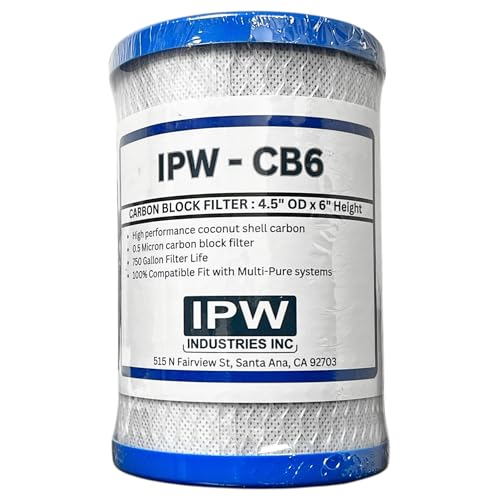 IPW Industries | CB6 Carbon Block Replacement Filter for Reverse Osmosis Water Filter System, Effective Water Filtration Cartridge for MP & MPC System