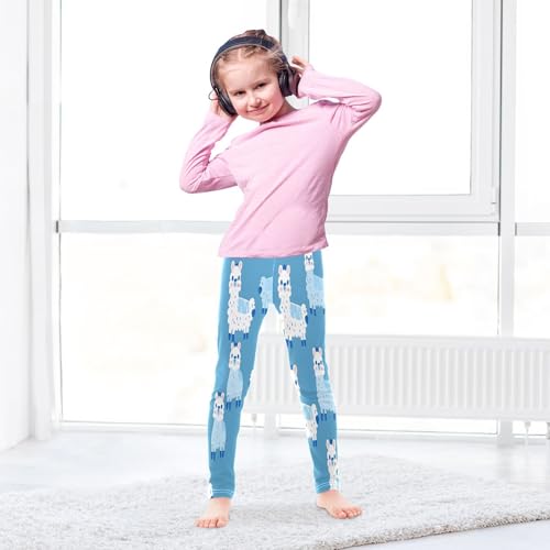 Bolaz Toddler Girls Leggings Printed Yoga Pants Leggings Alpaca Blue Background for Kids4