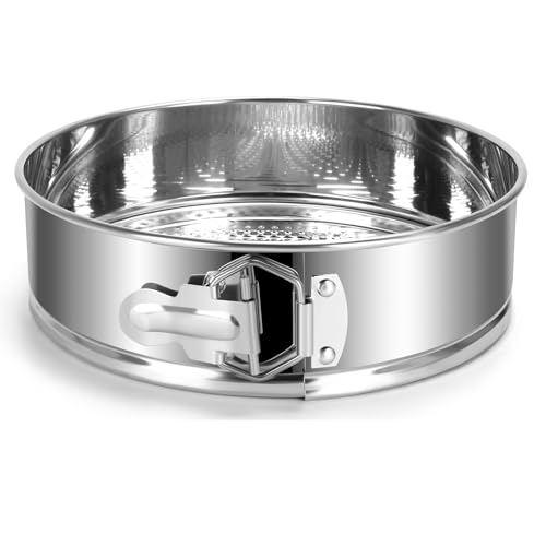 Juego de moldes para tartas de acero inoxidable, antiadherentes de 9 pulgadas, a prueba de fugas, sartén redonda para tartas de queso con parte inferior extraíble para olla instantánea y horno