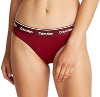 Calvin Klein Damen Bikinihose mit Logobund, Rot (Plum Glaze), M