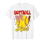 Groovy Softball Aunt Coquette Bow Mothers Day Sports Vibe T-Shirt