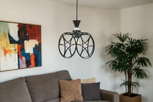 Image of Prop It Up Modern Decorative Pendant Light for Living Room & Bedroom | Designer Hanging Ceiling Lamp with Metal Frame | Stylish Ambient Lighting for Home, Cafe & Dining Area | E27 Holder
