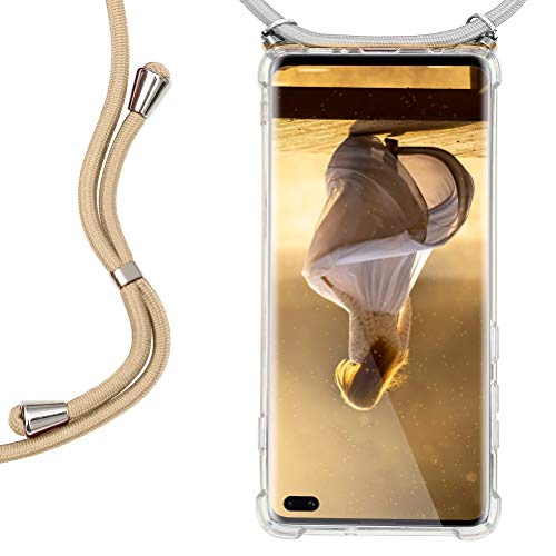 Pnakqil Coque pour Samsung Galaxy Grand Prime avec Cordon de Collier Transparent TPU Silicone Housse de Protection Antichoc Ultra Fine avec Réglable Lanyard Case pour Samsung Grand Prime, Marron