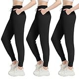 KEEPFAST 3 Pack Womens Joggers with Pockets Joggers for Women Sweatpants for Golf Yoga Pants Athletic, Lounge, Travel, Work