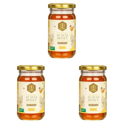 Image of Shiva Organic Raw Acacia Honey 250g | 100% Pure NMR Tested | Raw and Unprocessed (Pack of 3)