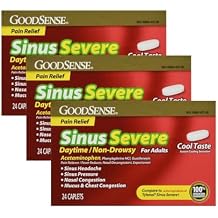 GoodSense Sinus Congestion + Pain Severe Daytime Adult Caplets, 24 Ct. Pack of 3