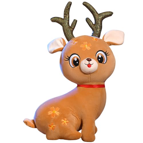33cm Christmas Suffed Plush Reindeer Toy for Kids,Christmas Brown Reindeer Stuffed Costumed Plushies Dolls Christmas Soft Toy Christmas Squishys Xmas Santa Plush Xmas Toy Gifts for Kids Home Decor